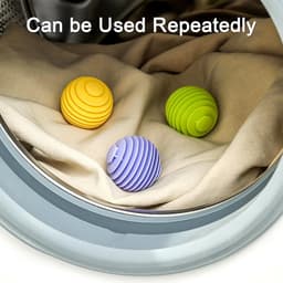3 stuks-Wasballen - Droogballen - Wasverzorgingsballen - Anti-klit - Wasaccessoires - Geschikt voor het reinigen van kleding, dekens en lakens - Groen - Geel - Paars - 5,2*5,2 cm — thumbnail 2