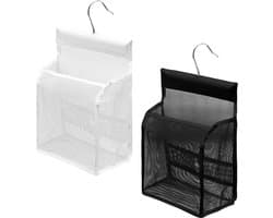 Wasknijperzakken - set van 2 met haken - flexibele hangorganizer voor badkamer - keuken en camping - opslag - hangend voor wasknijpers - badkameraccessoires - reisaccessoires - multifunctionele opbergoplossing