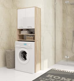 AKORD Washing machine, 64 x 180 x 30 cm, 30 kg, washing machine cabinet with shelf, 2 doors, 2 storage compartments — thumbnail 2