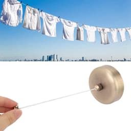 Intrekbare Waslijn - Telescopische Waslijn - Kleding Drogen - Roestvrij Staal - 1 Meter - Antiek Messing — thumbnail 2