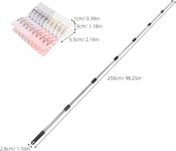Waslijn Droogset - Wasstok Droogrek - Buiten Kleding Drogen - Telescopisch Verstelbaar - 250 cm - Zilver — thumbnail 5