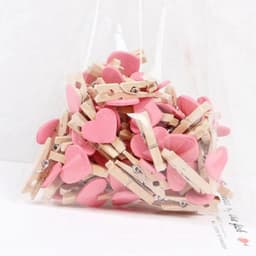 Houten Wasknijpers - Mini Clips Foto Kaart - Decoratie Knutselen - Hartvorm Ontwerp - 50 Stuks - Roze — thumbnail 4