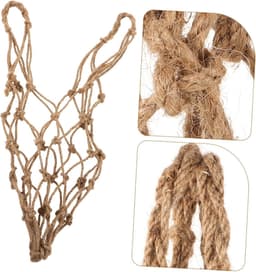 Netzak Fruit Groente - Opbergnet Uien Gember - Verse Producten Bewaren - Ademend Jute Touw - 50x20x20cm - Khaki — thumbnail 5
