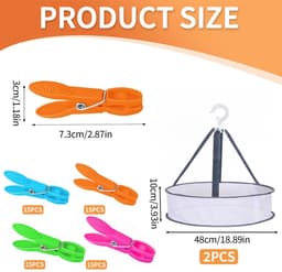 Allecto - Wasknijpers - 60 Stuks Wasknijpers met Mand - Kleurrijk en Duurzaam - Geschikt voor Kleding en Sokken - Ideaal voor Binnen en Buiten - St... — thumbnail 3