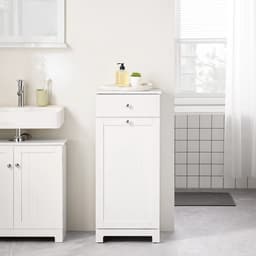 VIEMAE Wasmand - Wasmand meubel - Wasmand met deksel - Wassorteerder - Wasmanden - Meubel wasmand - Met lade - 40x90x38cm - Wit — thumbnail 3