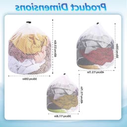 Set van 3 Wasnetjes voor Delicate Kleding, Machinewasbare Trekkoord Tas voor Sokken, Ondergoed en Broeken (30x40cm, 40x50cm, 50x60cm) — thumbnail 3