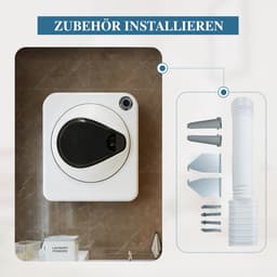 Re-purelife® wasdroger 4 kg met 4 programma's - compacte kledingdroger van roestvrij staal en PCM-behuizing - stapelbare droogtrommel met koelfunctie en wandmontage - wit 49,5 × 41,5 × 59,5 cm — thumbnail 5