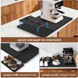 Silicone Koffiemat 60x40 cm - 2-in-1 Antislip Beschermmat voor Werkblad en Espresso Machine, Waterdicht en Warmtebestendig, Ideaal voor Koffieliefhebbers — thumbnail 2