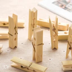 20 Stuks Bamboe Wasknijpers met Veer, Winddichte Kledingknijpers voor Droogrekken, Balkon en Creatieve Projecten — thumbnail 2