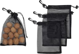 Mesh Trekkoord Tas - Opbergzakje - Spullen Verzamelen - Met Clip - Set van 4 - Zwart — thumbnail 1
