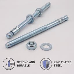 Wigankers - Metalen pluggen - Beton Bevestigen - Verzinkt staal - M12 x 180 mm - Zilver — thumbnail 2