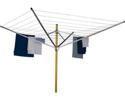 Droogmolen - Waslijn molen - Buiten drogen - In hoogte verstelbaar - 60 meter waslijn - Geel