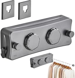 Uittrekbare Waslijn - Dubbel Touw - Kleding Drogen - Anti-doorhangend Ontwerp - 51 Meter - Grijs — thumbnail 1