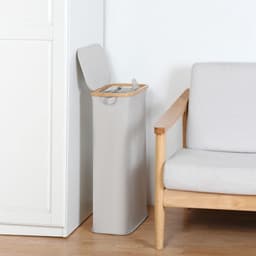 Wasmand met deksel 63L - Compacte lichtgrijze wasmand voor kleding en wasgoed — thumbnail 5