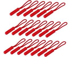 Operitacx 40stuks Zipper Pullers Met Cylindrische Kop Sterke Verlengstukken Voor Tassen Kleding Rugzakken Koffers Voor Thuis Winkelgebruik Rood