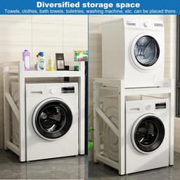 Wasmachine Verhoger - Opbergrek - Ruimte Besparen - 3 Hoogte-instellingen - 73x63x105cm - Wit — thumbnail 3