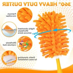 Set van 10 Wasbare Duster Moppen met 360° Beweging, Herbruikbare Stofmop met Uittrekbare Steel en Waszak voor Efficiënt Stof Vegen — thumbnail 2
