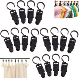 16 stuks -draaibare handdoekclip-kledingclip- gordijnclip-sokkenclip-multifunctionele hoedclip-handschoenclip met haak- kledingclip-stoffenclip-zwart-10,5*3,5 cm-voor het drogen van kleding, hoeden, handdoeken, sokken en handschoenen — thumbnail 1