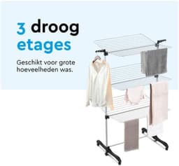 Droogrek Toren - Wasrek Vliegende Hollander - Kleding Drogen - 36 Meter Drooglengte - 77x73x140 cm - Wit — thumbnail 5