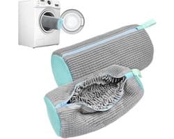 Set van 2 Herbruikbare Schoenwaszakken voor de Wasmachine, Geschikt voor Alle Schoenen en Maten, Grijs en Duurzaam