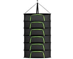 Dailygoods- Droognet 6 Lagen - Kruiden Drogen - Opvouwbaar Gaas - Ademend Mesh - Inclusief Haak - Duurzaam Oxford-doek - Kruidendroogrek