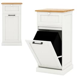 Vuile kledingkast houten emmer voor vuile kleding met lade en afneembare wasmand 40x37x82 cm wit — thumbnail 1