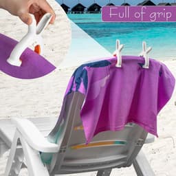 8 stuks Konijnenoortjes Strandstoel Handdoekclip - Wasknijpers - Unieke Wasknijper in Konijnenoortjes voor Strand - Zwembadfeest - Camping - Warmwaterbron ( Wit-Blauw en Wit-Oranje) — thumbnail 2