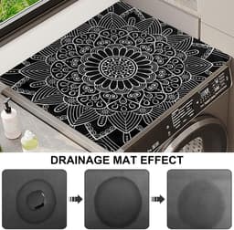 Wasmachine Mat - Droger Beschermer - Apparaten Beschermen - Sneldrogend Antislip - 60 x 60 cm - Zwart — thumbnail 3