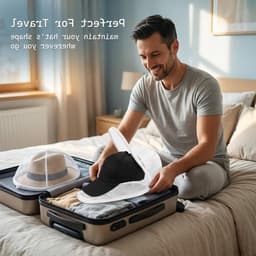 Wasset voor baseballcaps: 1 x beschermende mesh tas + 1 x opvouwbare standaard, ideaal voor wassen in wasmachine en vaatwasser, voorkomt vervorming en beschadiging. — thumbnail 2