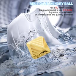 Wasbollen voor wasmachine - Set van 6 Herbruikbare Wasdrogersballen – Anti-Klit & Anti-Statisch – Zacht voor Textiel – Blauw|Paars|Geel – 5.8x5.8x5.8cm — thumbnail 3