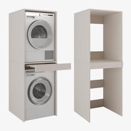 Waskast - Opbergkast - Wasmachine Opbergen - Uittrekbaar Werkblad - 66 cm Breed - Cashmere — thumbnail 1