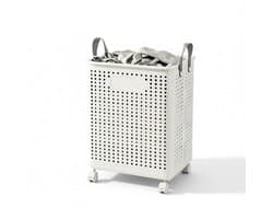 Grote Opvouwbare Wasmand op Wieltjes – Kunstleder – Effen – 55x36x37,7 cm – Melkwit.