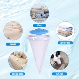 Kegelvormige washaar vanger in mesh - 3 stuks in verschillende kleuren voor het verwijderen van katten- en hondenhaar, papierresten en pluizen in de wasmachine — thumbnail 4