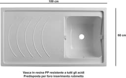 Wasmachinekast met Wastafel - Waskast Hars - Opbergen Wasruimte - Omkeerbaar Bekken - 109 x 60 x 94 cm - Wit — thumbnail 5