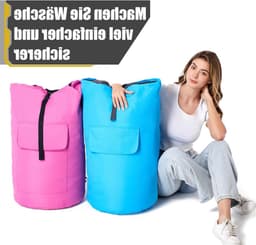 Grote Vuilwaszak XXL 115L met 2 Verstelbare Schouderbanden, Opvouwbare Opbergzak voor Kleding en Reizen — thumbnail 3