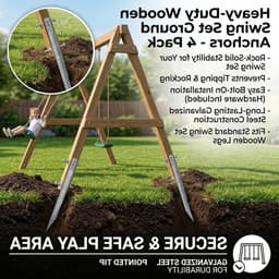 Set van 4 grondankers voor schommels, 44 x 3 cm, gemaakt van gegalvaniseerd staal, stabiele grondankers voor speeltuinen, speelhuisjes en speeltoestellen — thumbnail 4