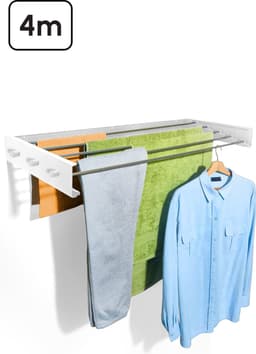 Bodo® In- en uitklapbaar droogrek met Ophanghaken - Wit - 4m Drooglengte — thumbnail 1
