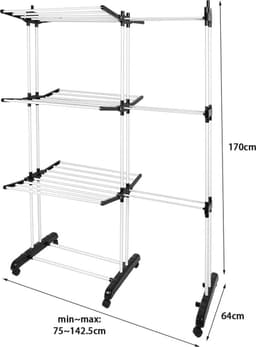 Uittrekbaar en Opvouwbaar Droogrek met 3 Niveaus voor Binnen en Buiten – Grote Capaciteit en Ruimtebesparend Design — thumbnail 5