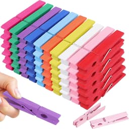 Houten Knijpers - Kleine Clips Decoratief - Foto's Ophangen - Niet-Markeren Tanden - 7 cm Lengte - Veelkleurig Set — thumbnail 1
