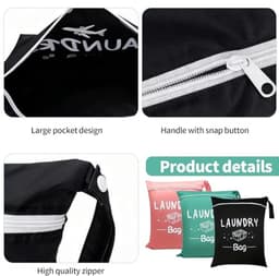Ultiluxe® Waszakken XL - 3 stuks - Waszak voor wasgoed - Grote wasnetjes met rits - Reis waszakjes - 45 x 55 cm - Wastas groot - Wasnetten met handvaten - Waszakje lingerie - Wasnet wasmachine - Kwetsbare kleding - Laundry bag - Zwart, groen, roze — thumbnail 3