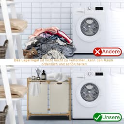 ACXIN Bamboe Wasmand Met 2 Vakken - Oxford Stof - Afneembaar En Wasbaar - 72 L - Beige — thumbnail 4