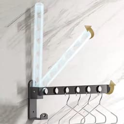 Wand Droogrek - Inklapbare Hangers - Ruimte Besparen - 90° Opvouwbaar - 5x3x5 cm - Grijs — thumbnail 2