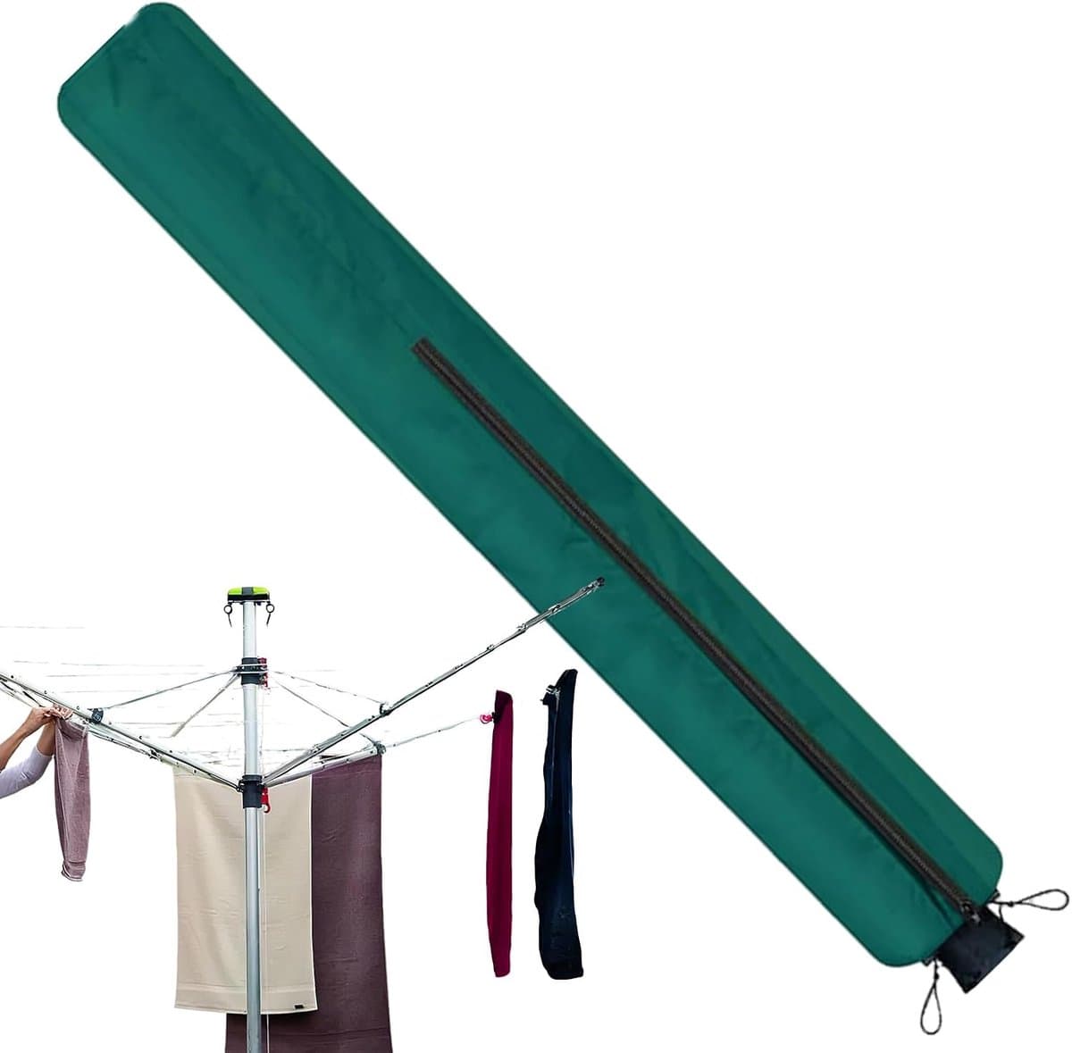Droogmolen Beschermhoes - Waterdichte Afdekking - Buiten Wassen - Ritssluiting Toegang - 165 x 15 cm — afbeelding 1