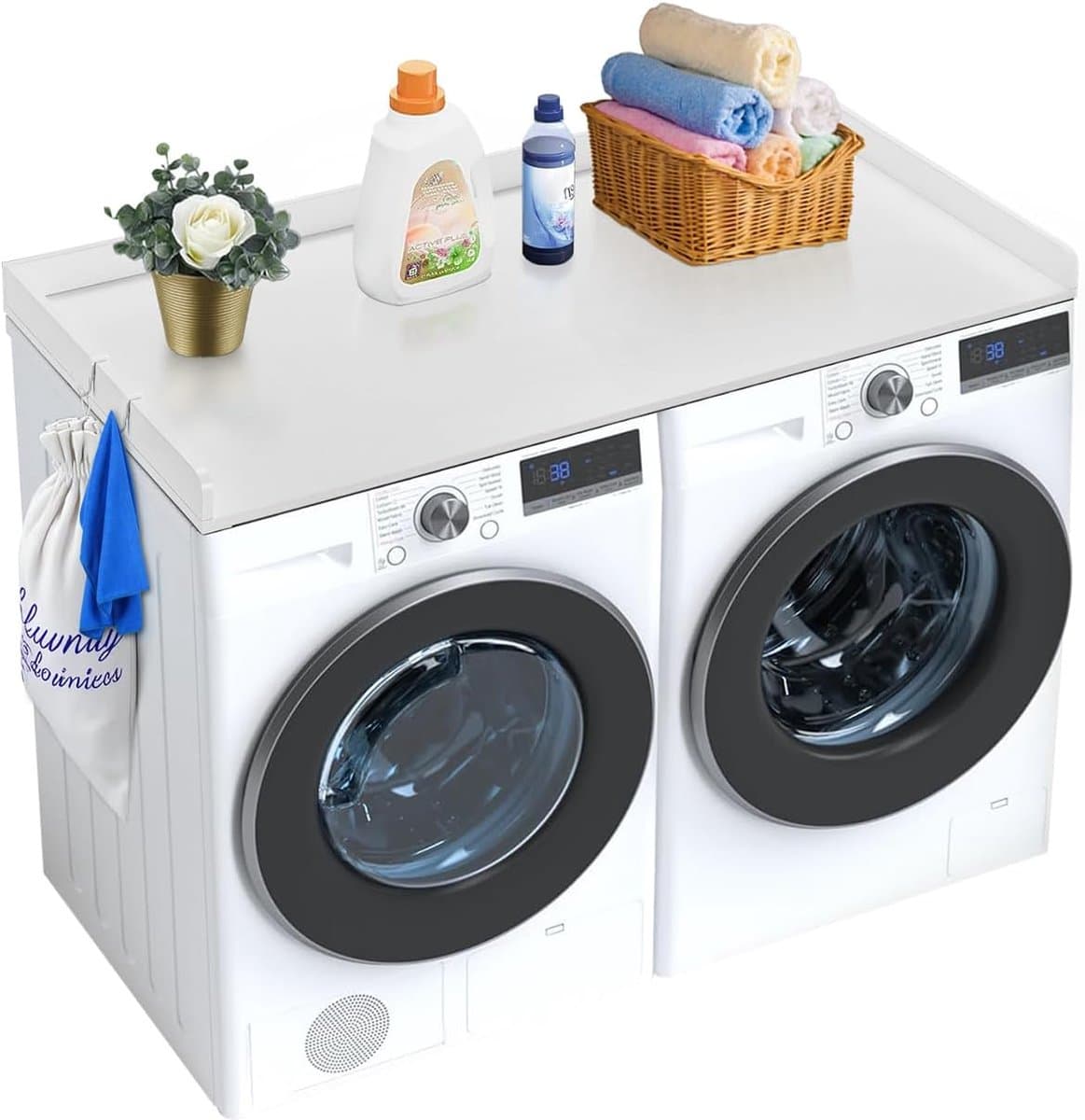 Wasmachine Werkblad - Droger Bovenblad - Ruimte Besparen - Waterbestendig Hout - 137 x 70 cm - Wit — afbeelding 1