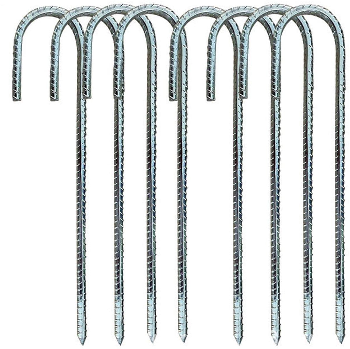 8 grondpennen - 30 cm gegalvaniseerde grondankers - J-vormige grondpennen - grondankers voor de bouw - tentpennen met beitelvormige punten - geschikt voor tenten, partytenten, trampolines, springkussens, kamperen, voetbalnetten, enz. — afbeelding 1