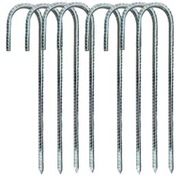 8 grondpennen - 30 cm gegalvaniseerde grondankers - J-vormige grondpennen - grondankers voor de bouw - tentpennen met beitelvormige punten - geschikt voor tenten, partytenten, trampolines, springkussens, kamperen, voetbalnetten, enz. — thumbnail 1