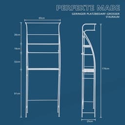 Drie-laags Wasmachine Rek Zonder Boren - Stabiele Metalen Opbergplank voor Badkamer — thumbnail 4