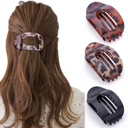 Platte haarspelden - Klaauwspelden - Haar stylen - Antislip grip - 3 stuks - Zwart — thumbnail 1