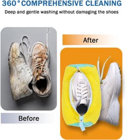 Herbruikbare schoenwaszakken voor wasmachine, anti-vervorming, 360 graden reiniging, ideaal voor sport- en dagelijkse schoenen, 2 stuks — thumbnail 4