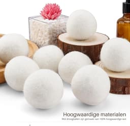 Goodivery® - Droogballen - Aroma Diffuser - Wol Drogerballen - Pakket van 9 Droogballen, 4 cm, Droogballen Gemaakt van 100% Zuivere Schapenwol - 14x14x5cm - Wit — thumbnail 3